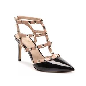 Mix No. 6 Liraven Pump  Black/Beige Faux Patent Size 6.5